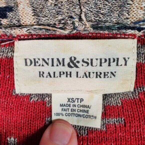 VTG Denim Supply Ralph Cardigan Sweater Women XS Aztec Southwestern Shawl Collar - Picture 5 of 8